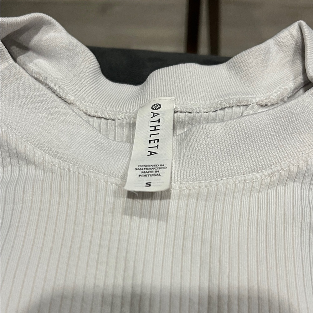 Athleta Women's White Ribbed Racerback Tank Top - Picture 2 of 4